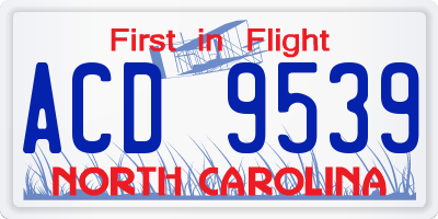 NC license plate ACD9539