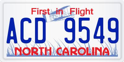 NC license plate ACD9549