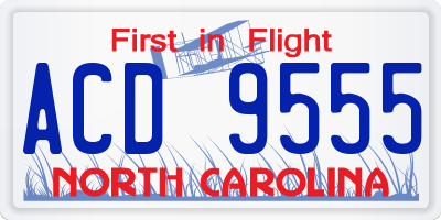 NC license plate ACD9555