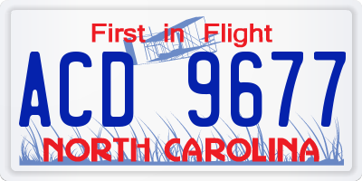 NC license plate ACD9677