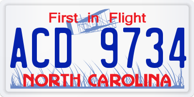 NC license plate ACD9734