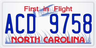 NC license plate ACD9758