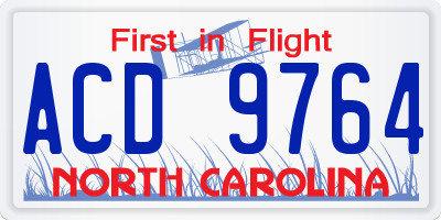 NC license plate ACD9764