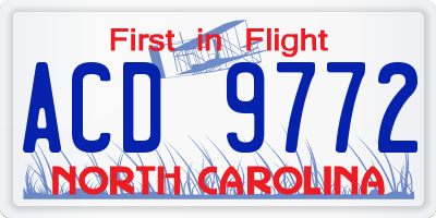 NC license plate ACD9772