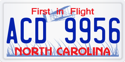 NC license plate ACD9956