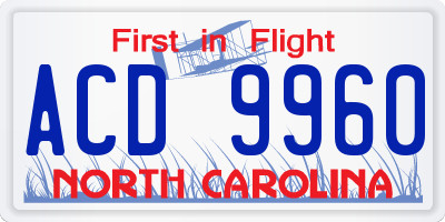NC license plate ACD9960