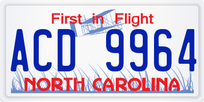 NC license plate ACD9964