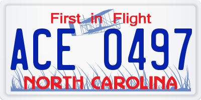 NC license plate ACE0497