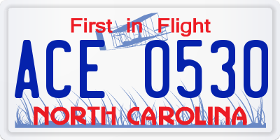 NC license plate ACE0530