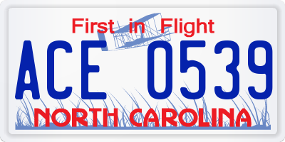 NC license plate ACE0539