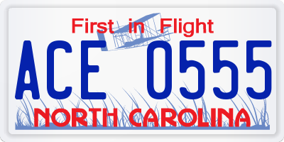 NC license plate ACE0555