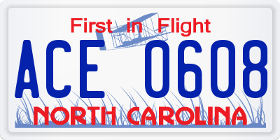 NC license plate ACE0608