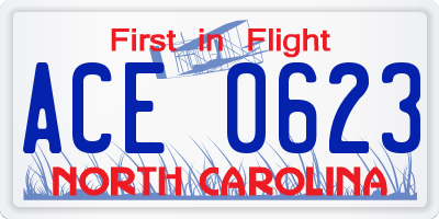 NC license plate ACE0623