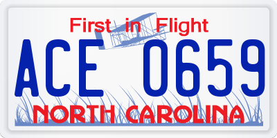 NC license plate ACE0659