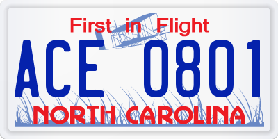 NC license plate ACE0801