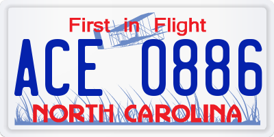 NC license plate ACE0886
