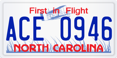 NC license plate ACE0946