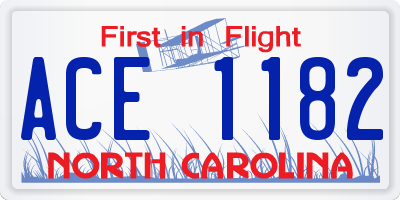 NC license plate ACE1182