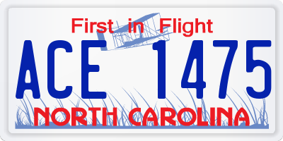 NC license plate ACE1475