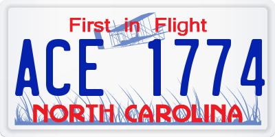 NC license plate ACE1774