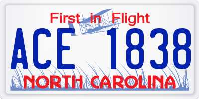 NC license plate ACE1838