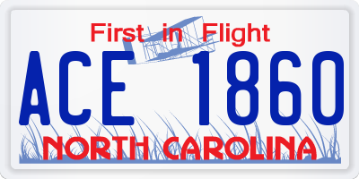 NC license plate ACE1860