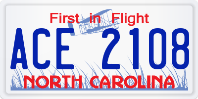 NC license plate ACE2108
