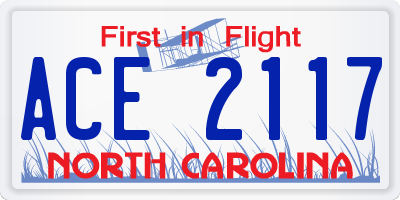 NC license plate ACE2117