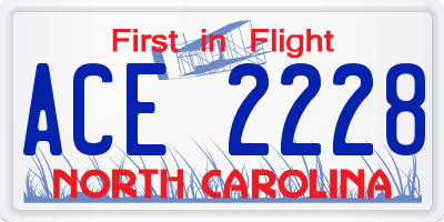 NC license plate ACE2228
