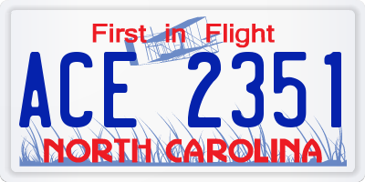 NC license plate ACE2351