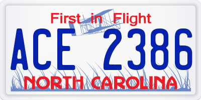 NC license plate ACE2386