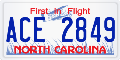 NC license plate ACE2849