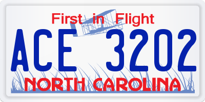NC license plate ACE3202