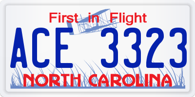 NC license plate ACE3323