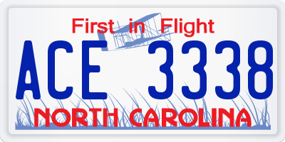 NC license plate ACE3338