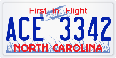 NC license plate ACE3342