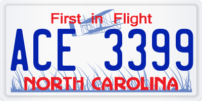 NC license plate ACE3399