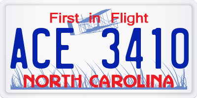NC license plate ACE3410