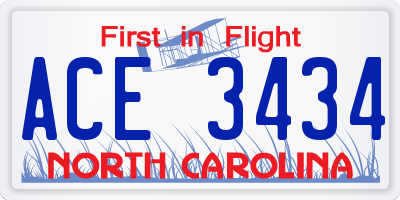 NC license plate ACE3434