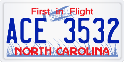 NC license plate ACE3532