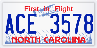 NC license plate ACE3578