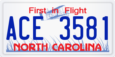 NC license plate ACE3581