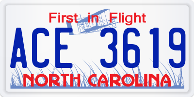 NC license plate ACE3619