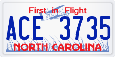 NC license plate ACE3735