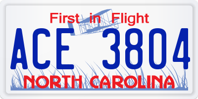 NC license plate ACE3804