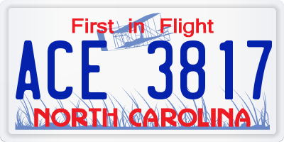 NC license plate ACE3817