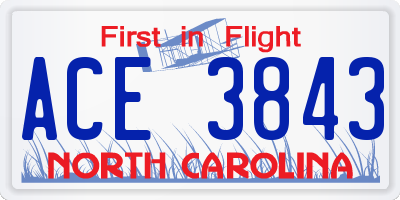NC license plate ACE3843