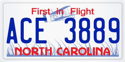 NC license plate ACE3889