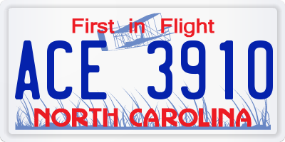 NC license plate ACE3910