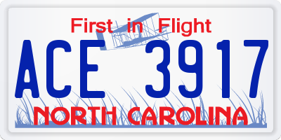 NC license plate ACE3917